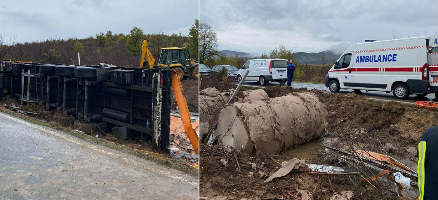 ЕДЕН ЗАГИНАТ И СЕДУММИНА ПОВРЕДЕНИ КИНЕСКИ МИГРАНТИ ВО ПРЕВРТЕН КАМИОН СО ПРИКОЛКА НА ПАТОТ ВАЛАНДОВО-ДОЈРАН