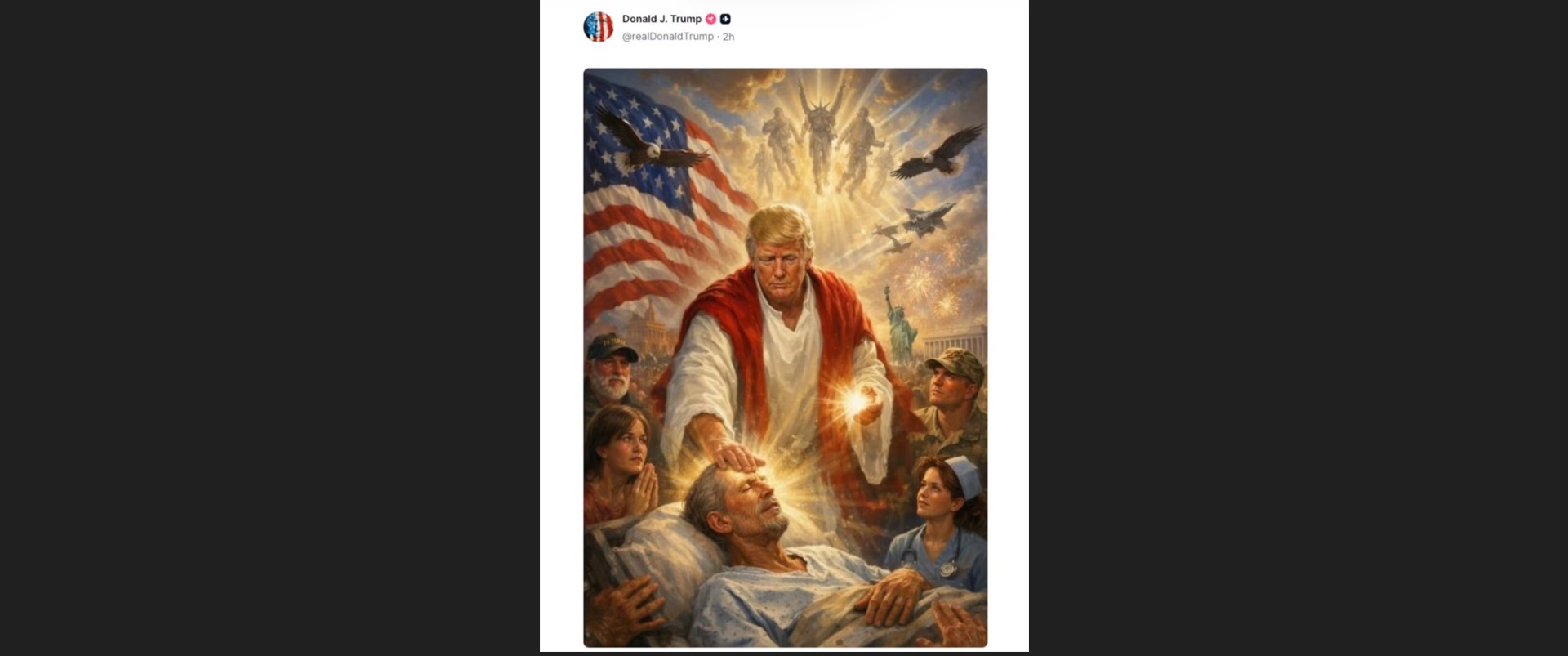 ТРАМП ОБЈАВИ СЛИКА НА КОЈА Е ПРИКАЖАН КАКО ИСУС, ПО КРИТИКИТЕ ЈА ИЗБРИША И РЕЧЕ ДЕКА МИСЛЕЛ ОТИ Е ДОКТОР ТРАМП ОБЈАВИ СЛИКА НА КОЈА Е ПРИКАЖАН КАКО ИСУС, ПО КРИТИКИТЕ ЈА ИЗБРИША И РЕЧЕ ДЕКА МИСЛЕЛ ОТИ Е ДОКТОР